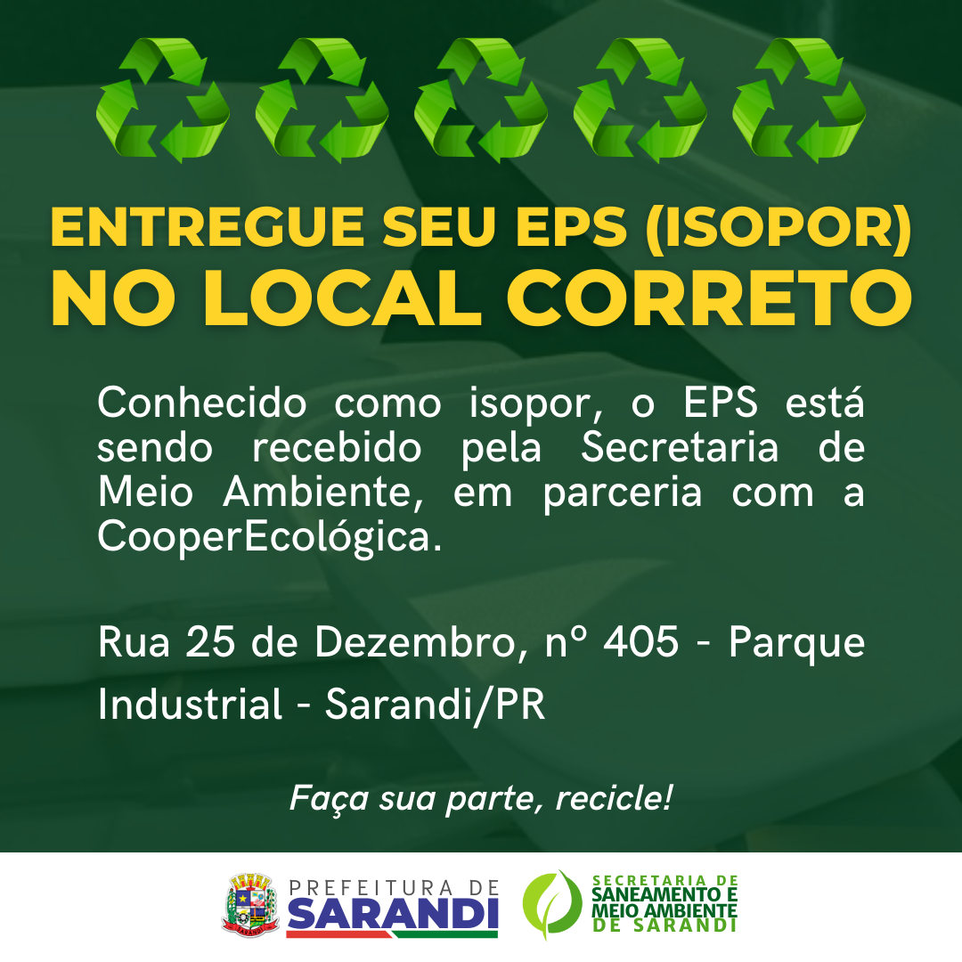 Entregue seu EPS (Isopor) no local correto